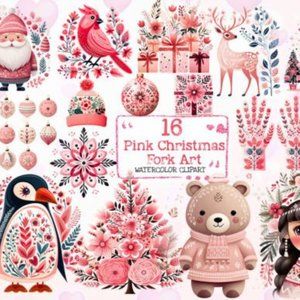 Pink Christmas Fork Art Sublimation